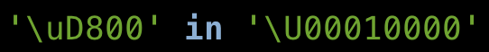 '\uD800' in '\U00010000'